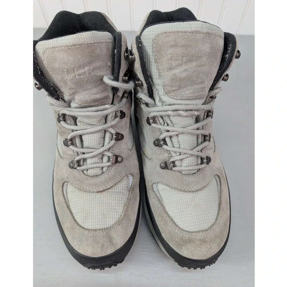 LL Bean Hiking Boots Primaloft Lace Up Men's 10 Medium Gray Suede Waterproof
